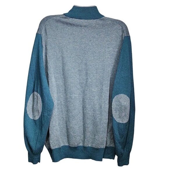 Joseph Mens Pullover Cotton And Cashmere Blend Sweater Elbow Patches Blue Gray L - Picture 9 of 11